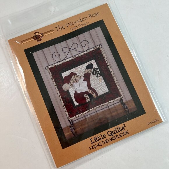 Ho Ho The Mistletoe Little Quilts Applique Ptn Wooden Bear Quilt Designs 12"x12" - Picture 3 of 6